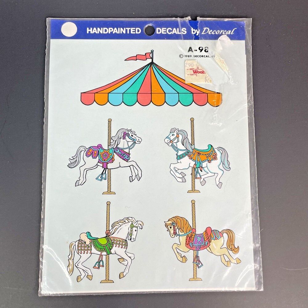 Vtg Decoral Hand‎ Painted Carousel Horses Ride 1989 A-98